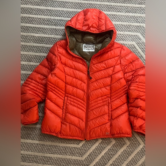 XERSION Packable premium down jacket. Orange. Size large. - Picture 1 of 9